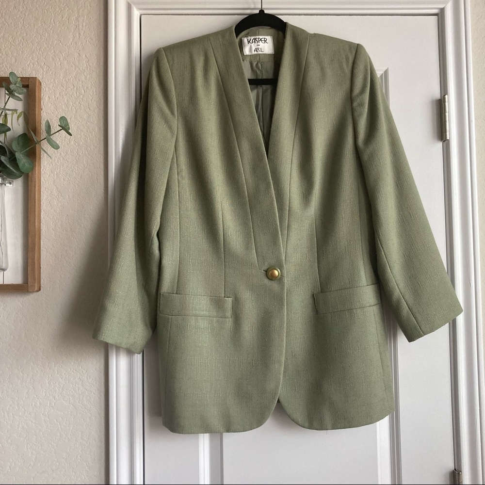 ✨LAST CHANCE✨ Vintage 90’s Kasper ASL sage green blazer
